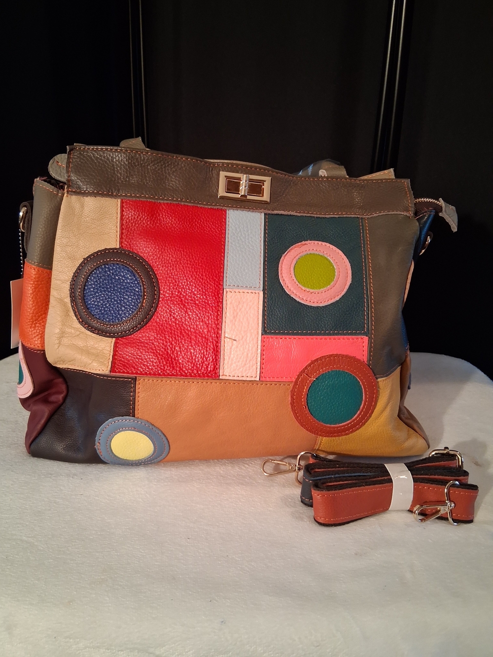 Multicolor Patchwork Leather Shoulder Bag - Stylish Everyday Tote
